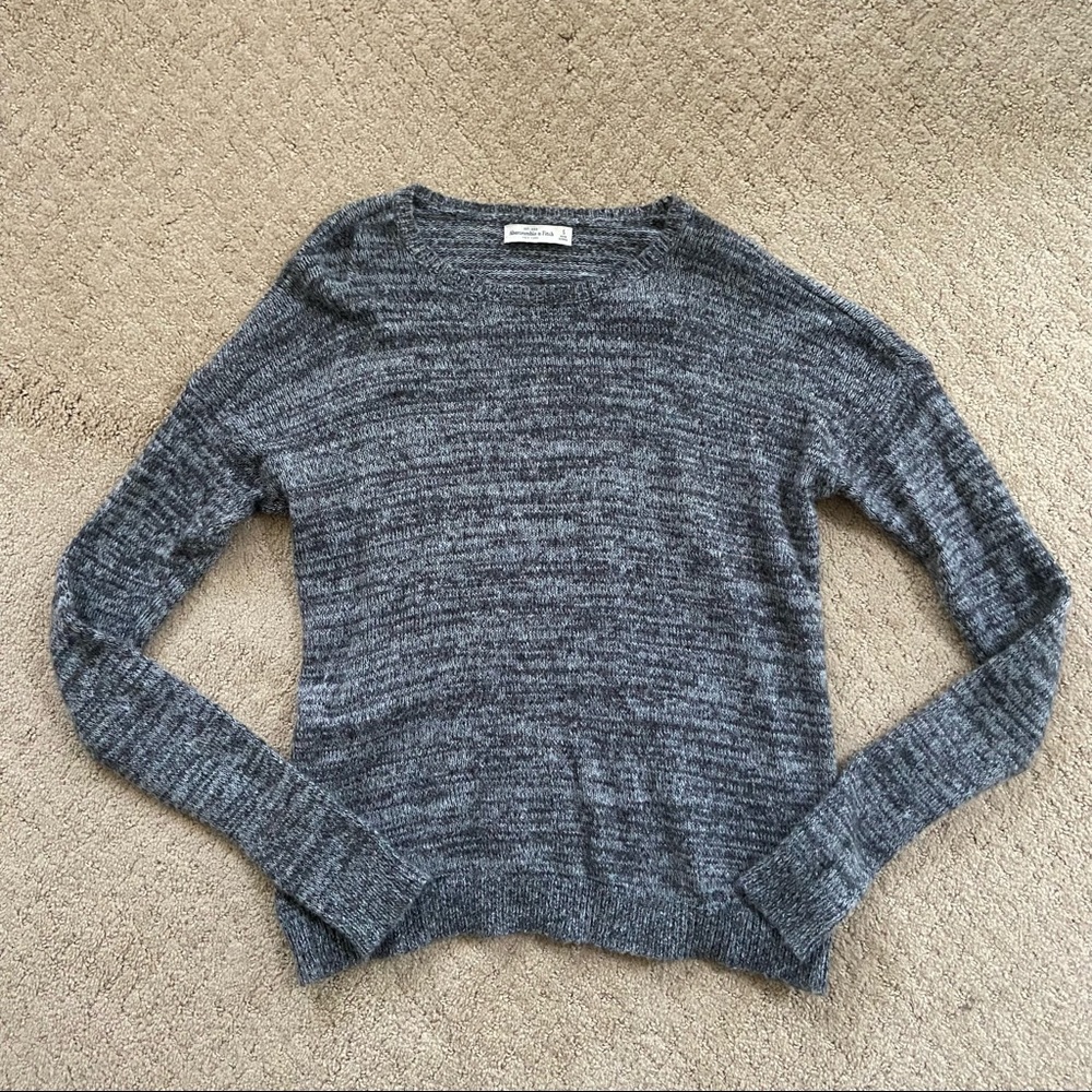 Abercrombie & Fitch Womens Crew Neck Heathered Gray Knit Sweater Sz S